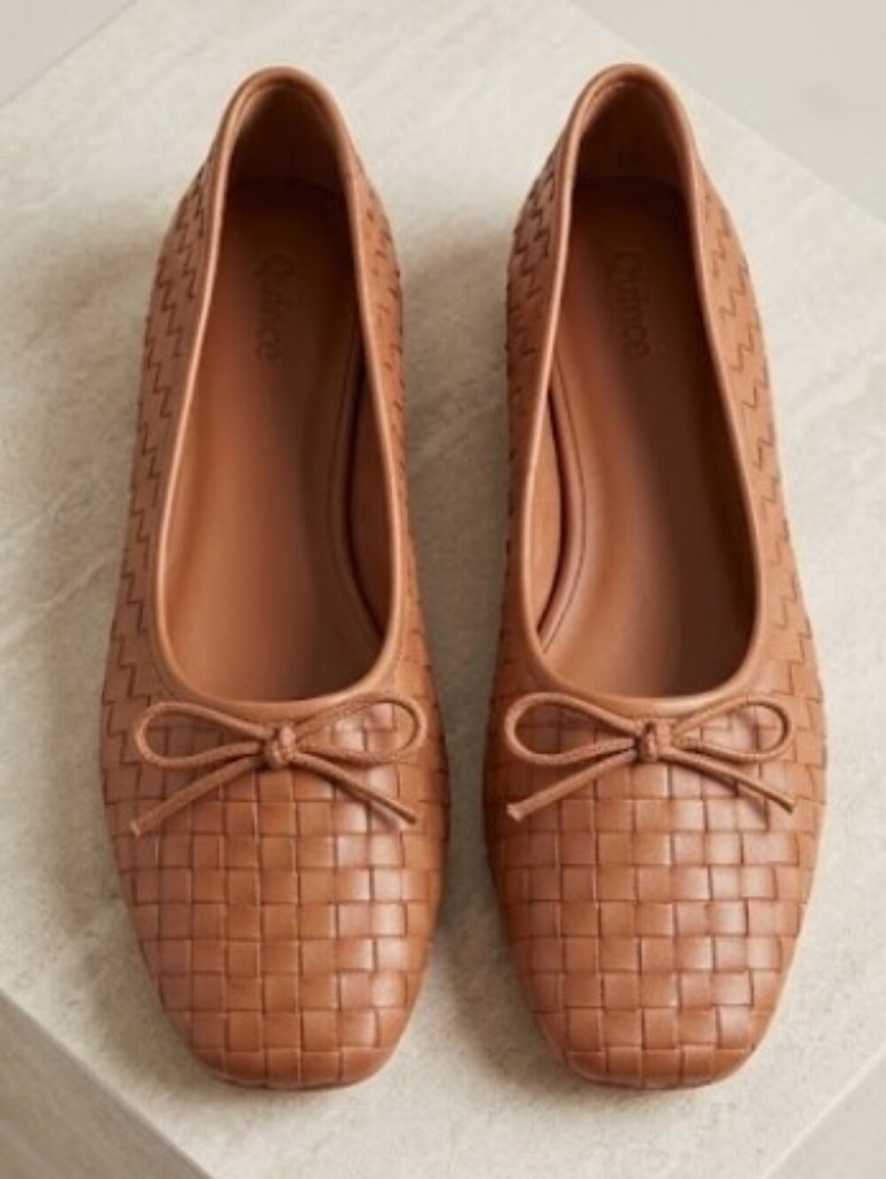 NWOT Quince Italian Leather Handwoven Square Toe Ballet Flat Brown (Sz 9.5) Lux